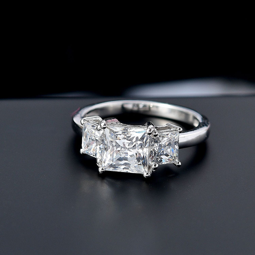 Swarovski Zirconia Trilogy Ring in Rhodium Overlay Sterling Silver  5.56 Ct.