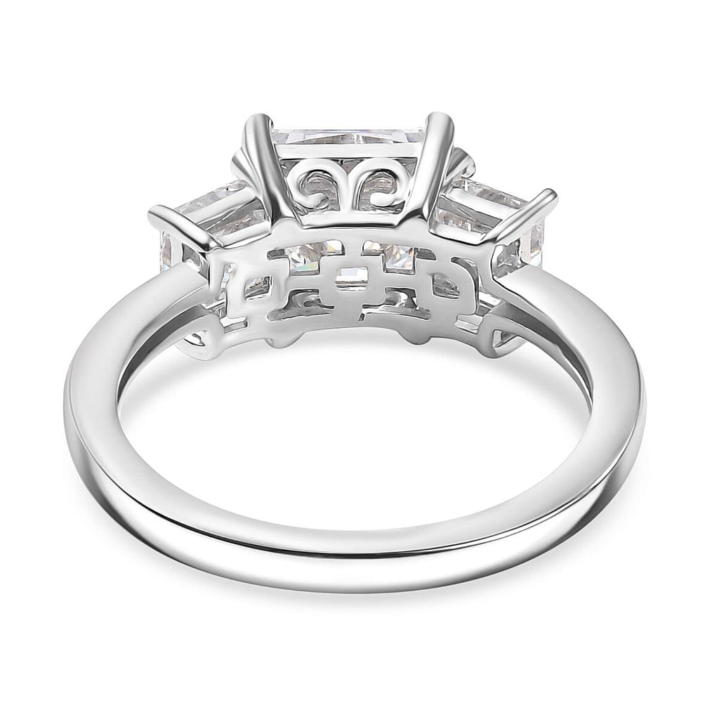 Swarovski Zirconia Trilogy Ring in Rhodium Overlay Sterling Silver  5.56 Ct.
