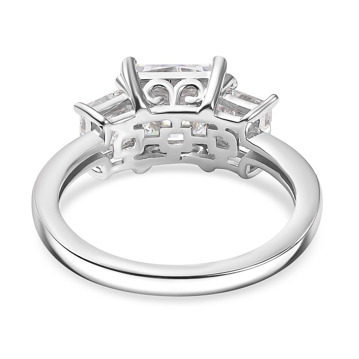 Swarovski Zirconia Trilogy Ring in Rhodium Overlay Sterling Silver  5.56 Ct. 8112753 5
