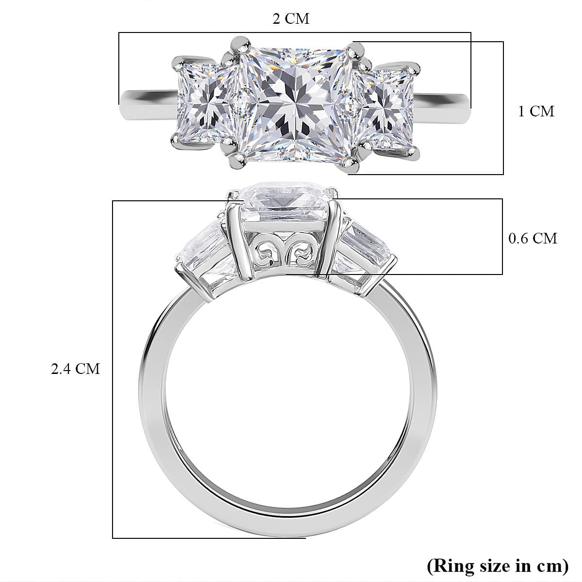 Swarovski Zirconia Trilogy Ring in Rhodium Overlay Sterling Silver  5.56 Ct. 8112753 6