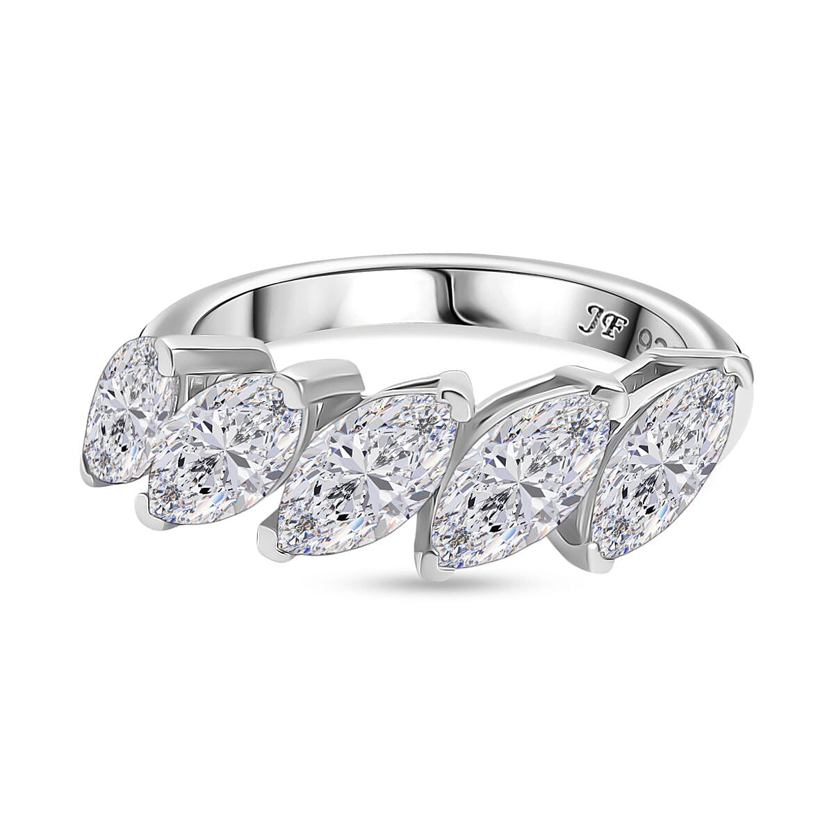 Swarovski Zirconia 5 Stone Ring in Rhodium Overlay Sterling Silver  4.16 Ct. 8101947 0