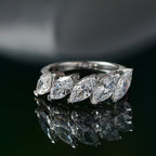 Swarovski Zirconia 5 Stone Ring in Rhodium Overlay Sterling Silver  4.16 Ct.