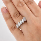 Swarovski Zirconia 5 Stone Ring in Rhodium Overlay Sterling Silver  4.16 Ct.