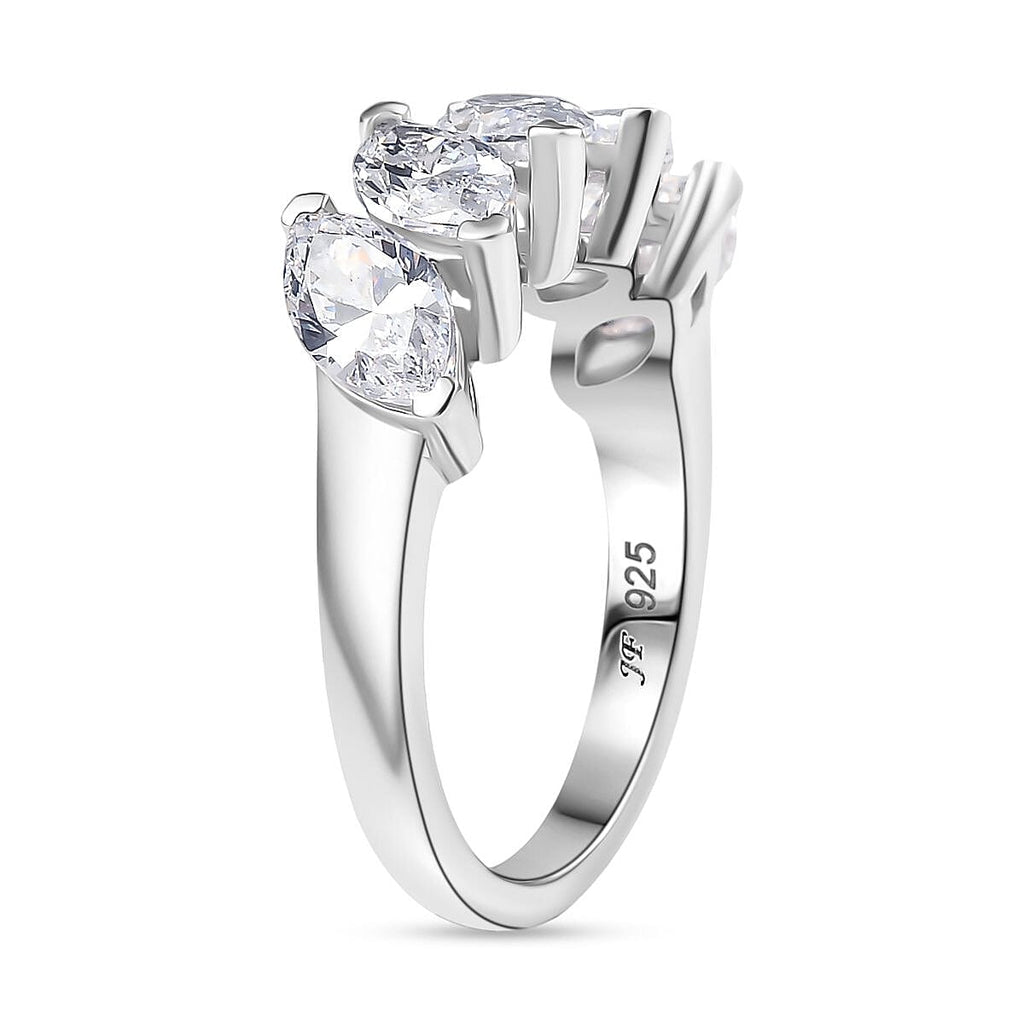 Swarovski Zirconia 5 Stone Ring in Rhodium Overlay Sterling Silver  4.16 Ct.
