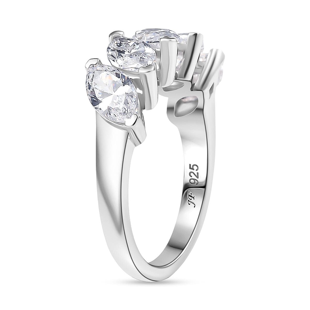 Swarovski Zirconia 5 Stone Ring in Rhodium Overlay Sterling Silver  4.16 Ct. 8101947 4