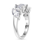 Swarovski Zirconia 5 Stone Ring in Rhodium Overlay Sterling Silver  4.16 Ct.