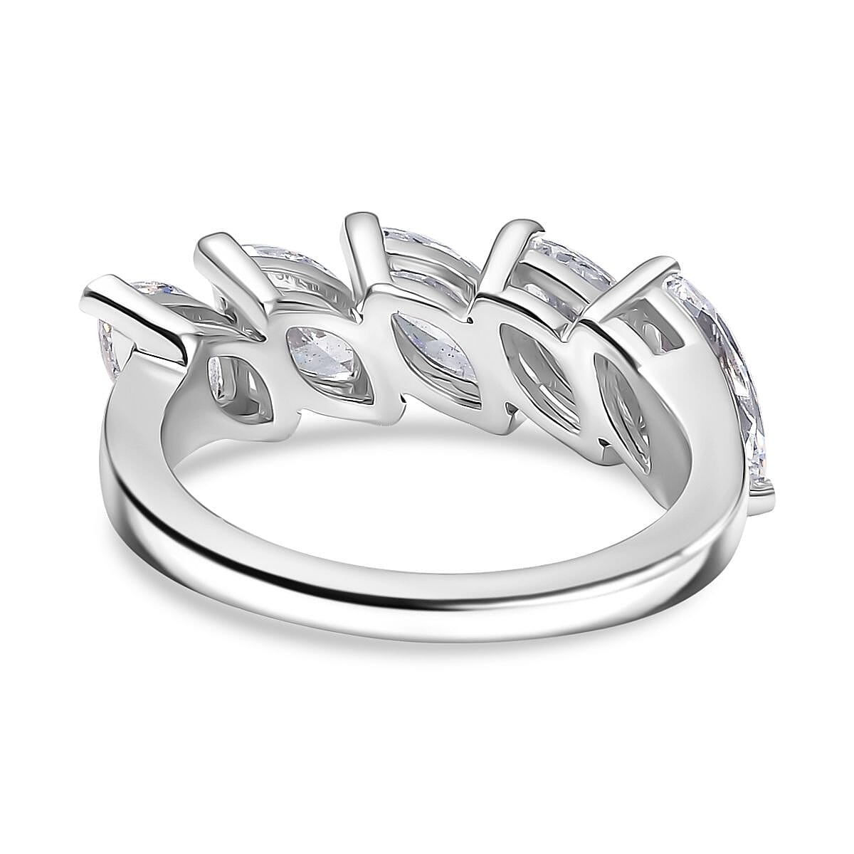 Swarovski Zirconia 5 Stone Ring in Rhodium Overlay Sterling Silver  4.16 Ct. 8101947 5