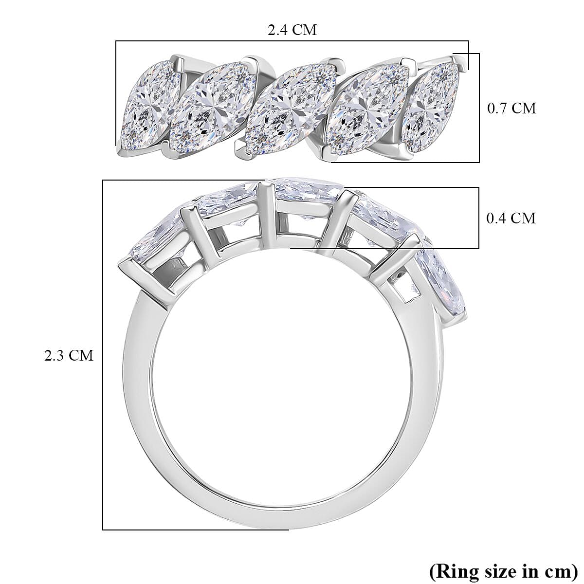 Swarovski Zirconia 5 Stone Ring in Rhodium Overlay Sterling Silver  4.16 Ct. 8101947 6