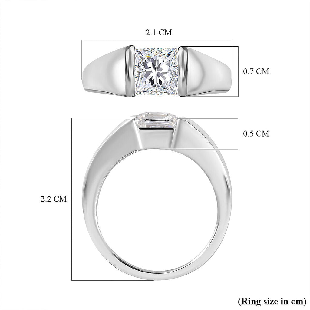 Finest CZ Signet Ring in Sterling Silver 2.24 Ct.