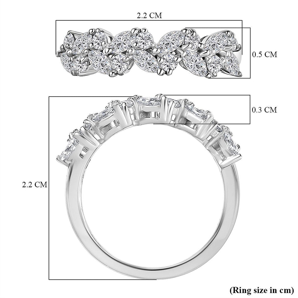 Swarovski Zirconia Band Ring in Rhodium Overlay Sterling Silver  1.56 Ct.