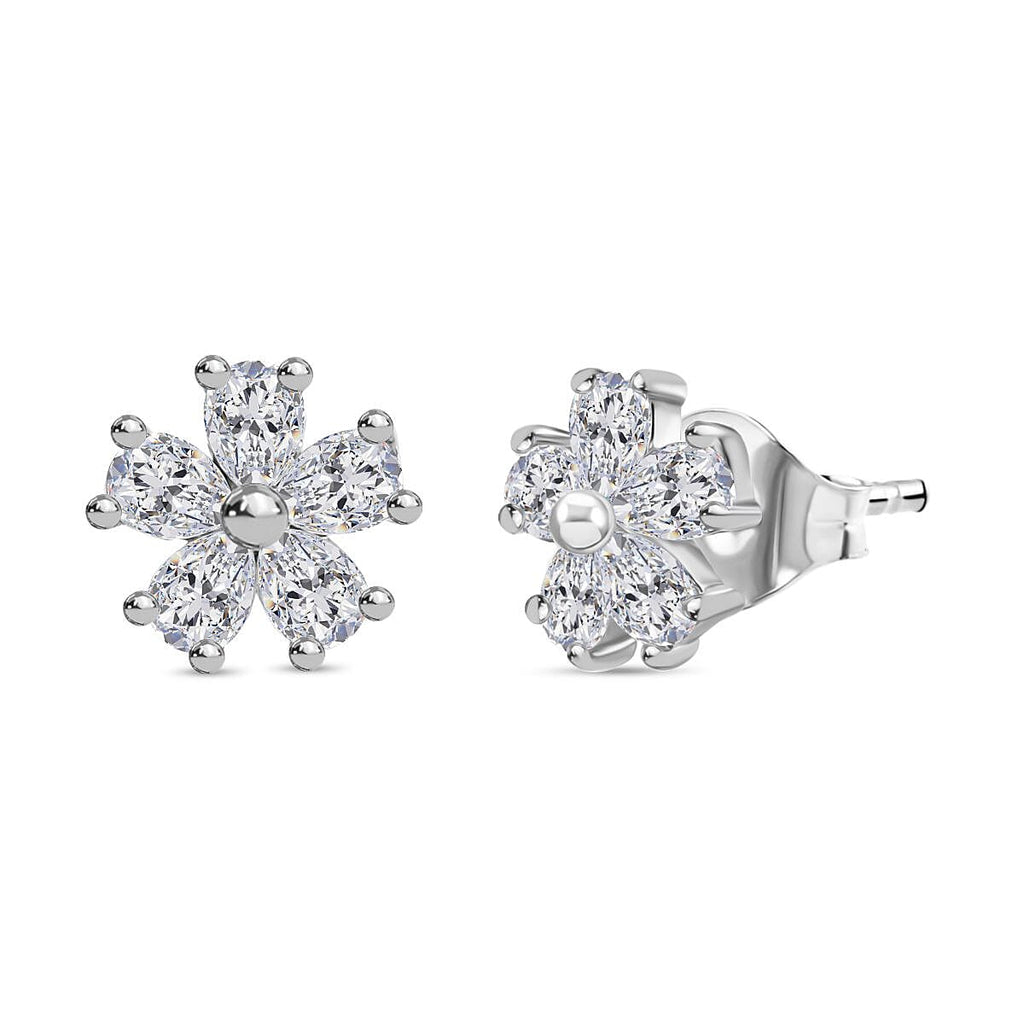 Swarovski Zirconia Stud Push Back Earring in Rhodium Overlay Sterling Silver 2.29 Ct.