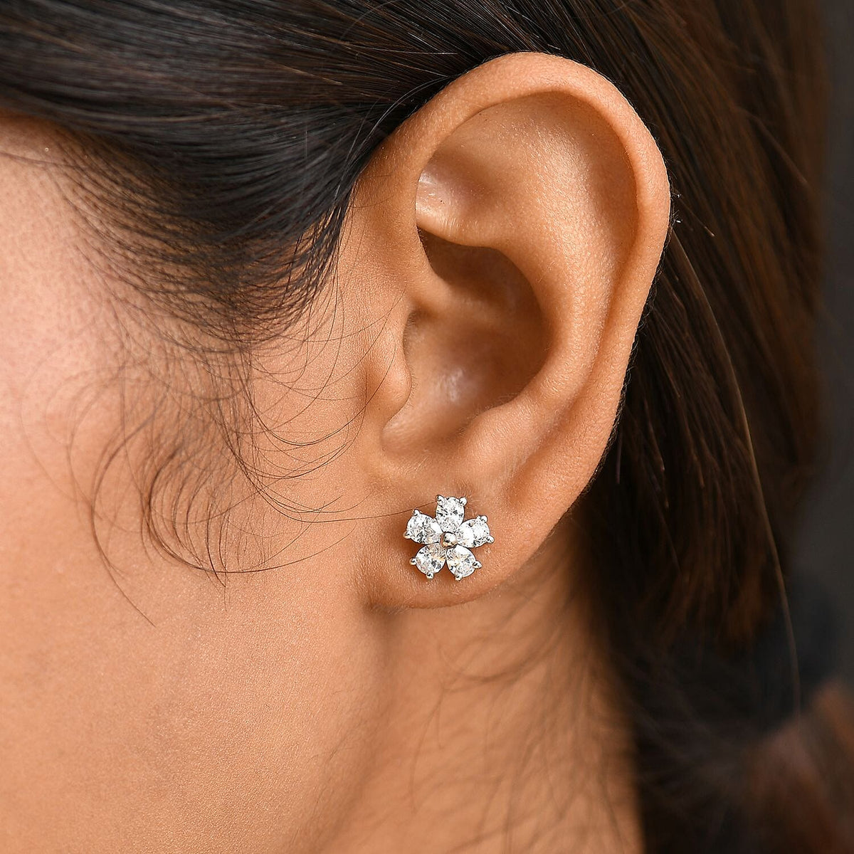 Swarovski Zirconia Stud Push Back Earring in Rhodium Overlay Sterling Silver 2.29 Ct. 8101918 3