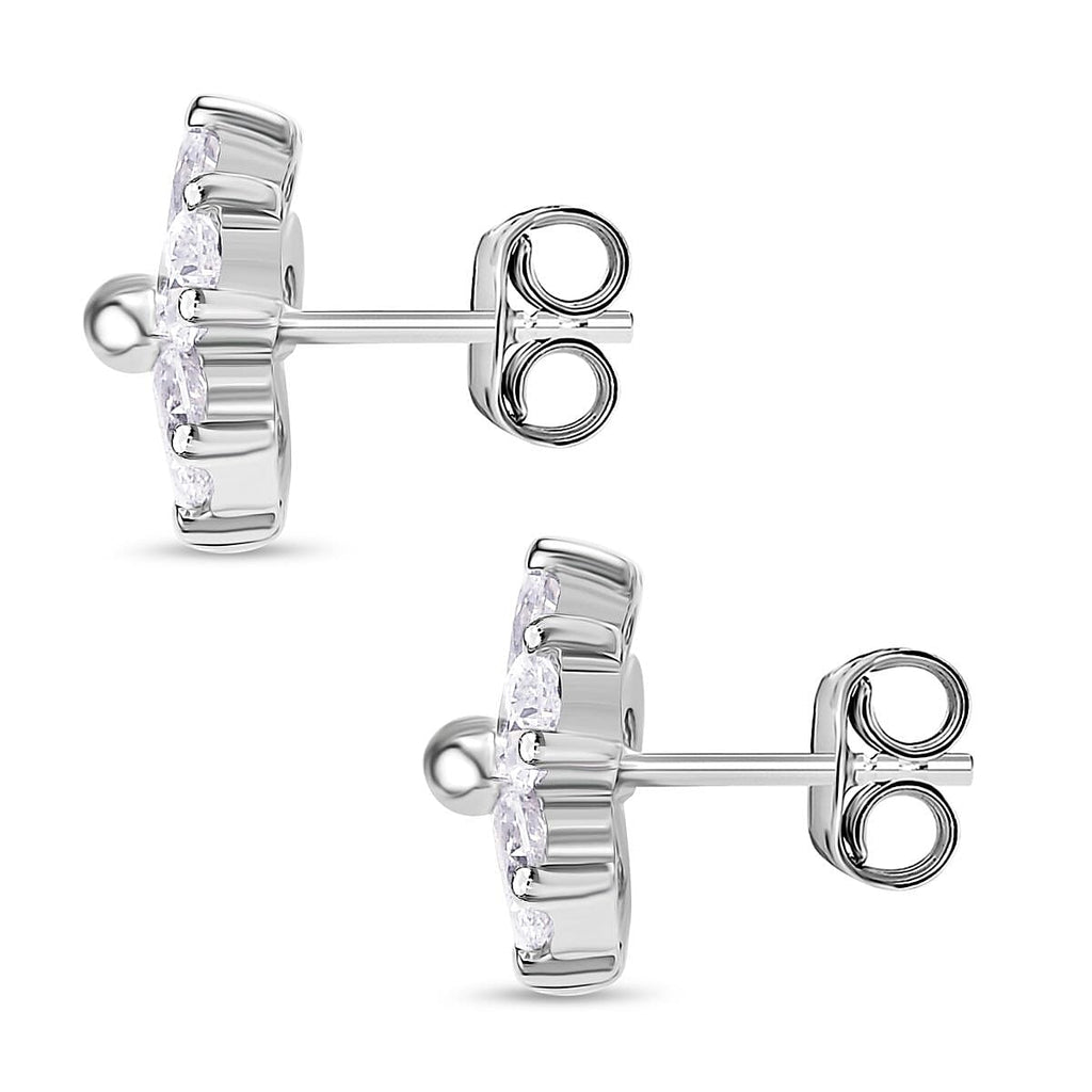 Swarovski Zirconia Stud Push Back Earring in Rhodium Overlay Sterling Silver 2.29 Ct.