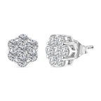 Swarovski Zirconia Stud Push Back Earring in Rhodium Overlay Sterling Silver 3.34 Ct.