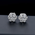 Swarovski Zirconia Stud Push Back Earring in Rhodium Overlay Sterling Silver 3.34 Ct.