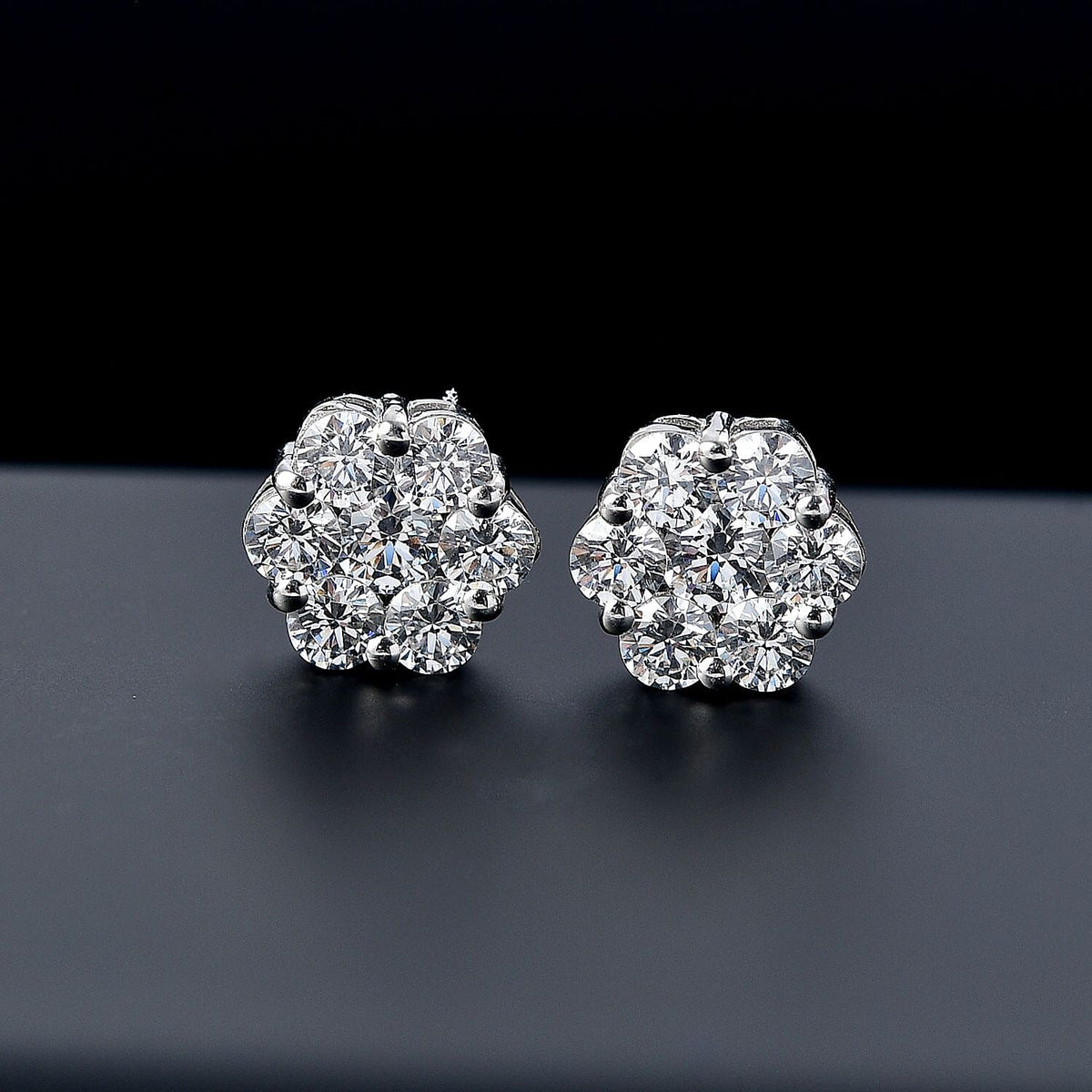Swarovski Zirconia Stud Push Back Earring in Rhodium Overlay Sterling Silver 3.34 Ct. 8112906 2