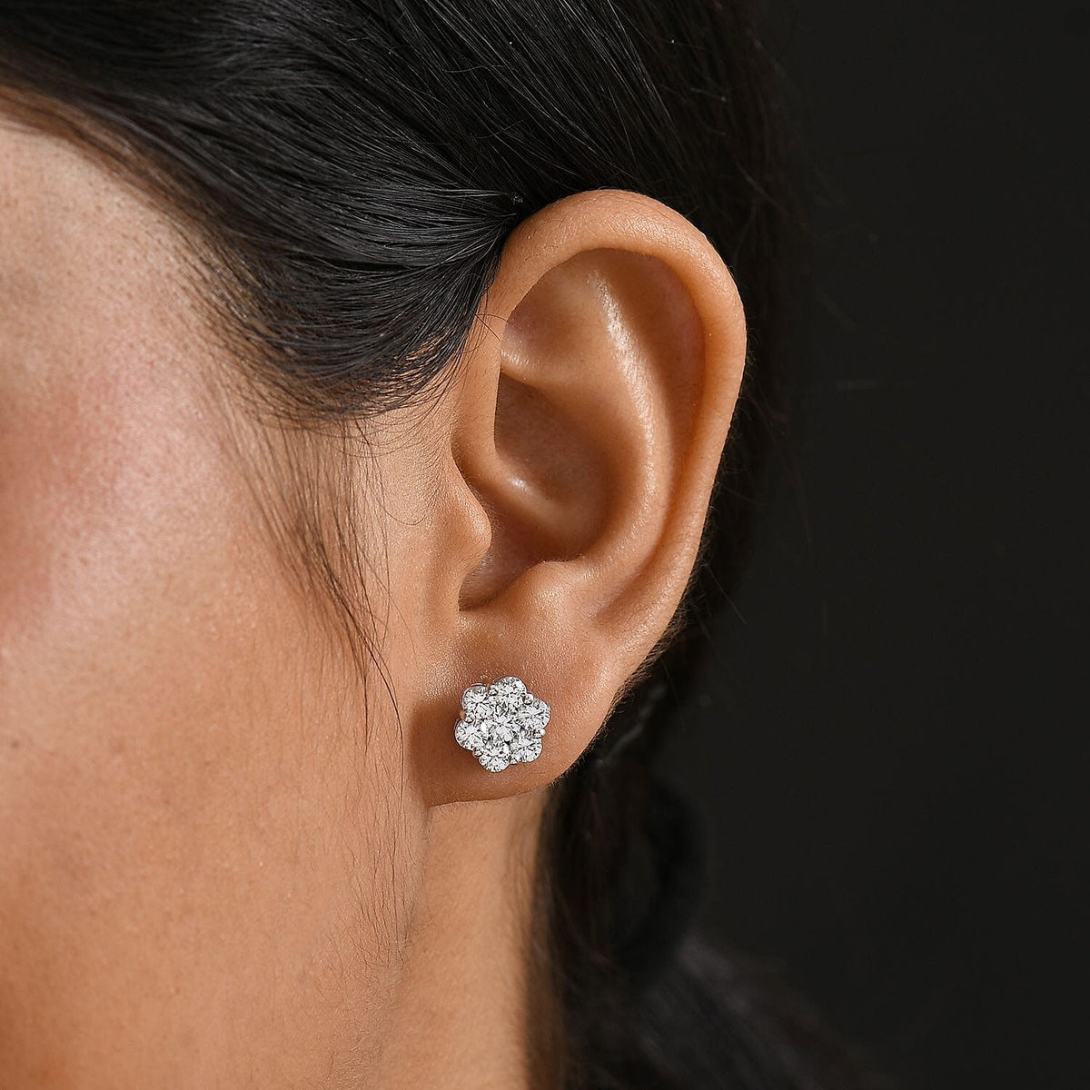 Swarovski Zirconia Stud Push Back Earring in Rhodium Overlay Sterling Silver 3.34 Ct. 8112906 3