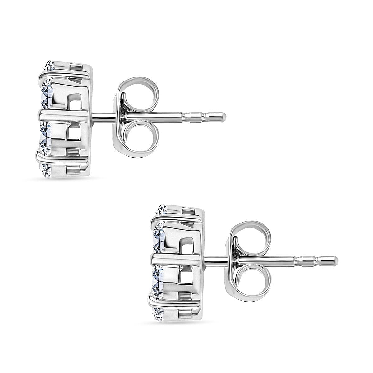 Swarovski Zirconia Stud Push Back Earring in Rhodium Overlay Sterling Silver 3.34 Ct. 8112906 4