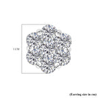 Swarovski Zirconia Stud Push Back Earring in Rhodium Overlay Sterling Silver 3.34 Ct.