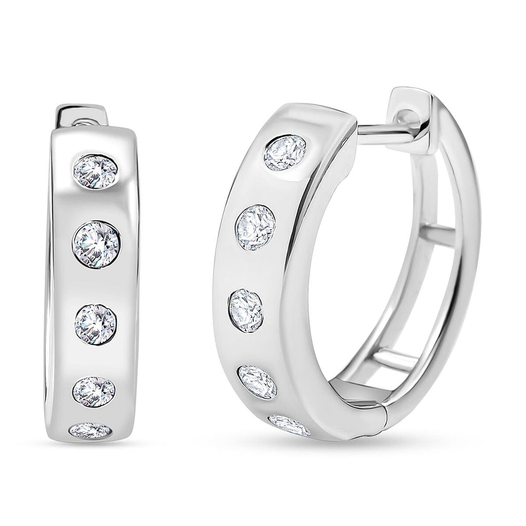 Swarovski Zirconia Hoop Earring in Rhodium Overlay Sterling Silver 0.94 Ct.