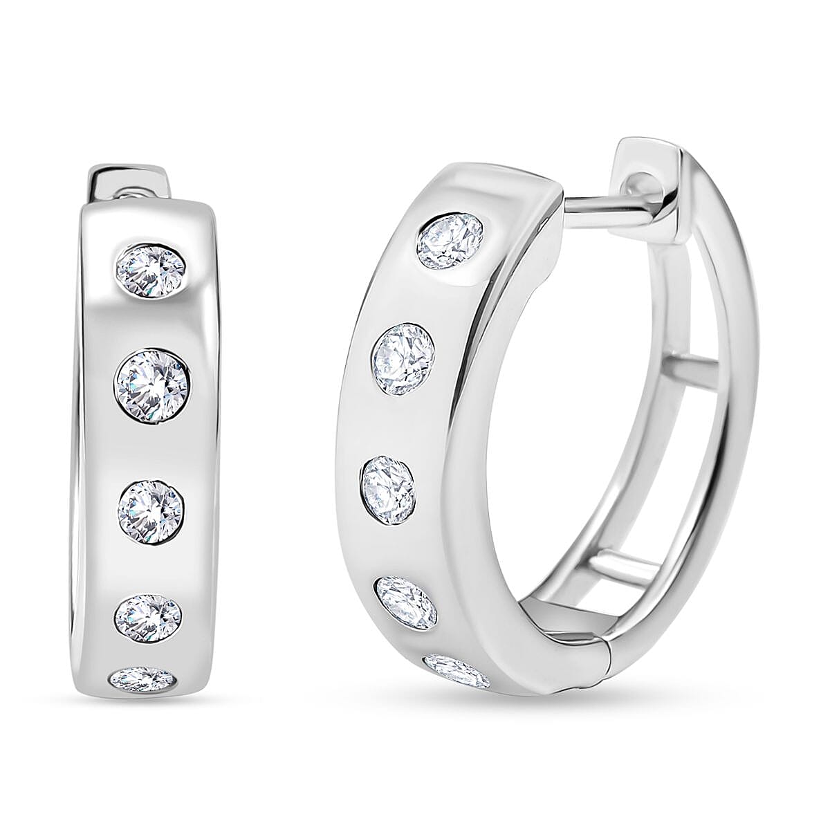 Swarovski Zirconia Hoop Earring in Rhodium Overlay Sterling Silver 0.94 Ct. 8114551 0