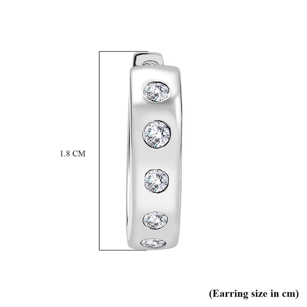 Swarovski Zirconia Hoop Earring in Rhodium Overlay Sterling Silver 0.94 Ct.
