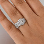 Swarovski Zirconia Buckle Ring in Rhodium Overlay Sterling Silver  1.78 Ct.