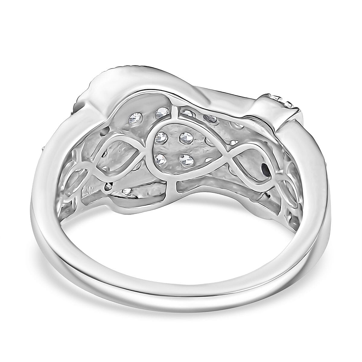 Swarovski Zirconia Buckle Ring in Rhodium Overlay Sterling Silver  1.78 Ct. 8112766 5