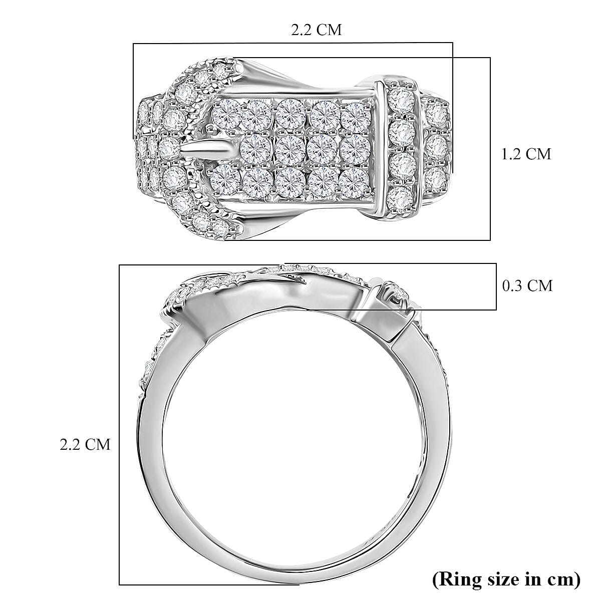 Swarovski Zirconia Buckle Ring in Rhodium Overlay Sterling Silver  1.78 Ct. 8112766 6