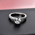 Swarovski Zirconia Solitaire Ring in Rhodium Overlay Sterling Silver  2.86 Ct.