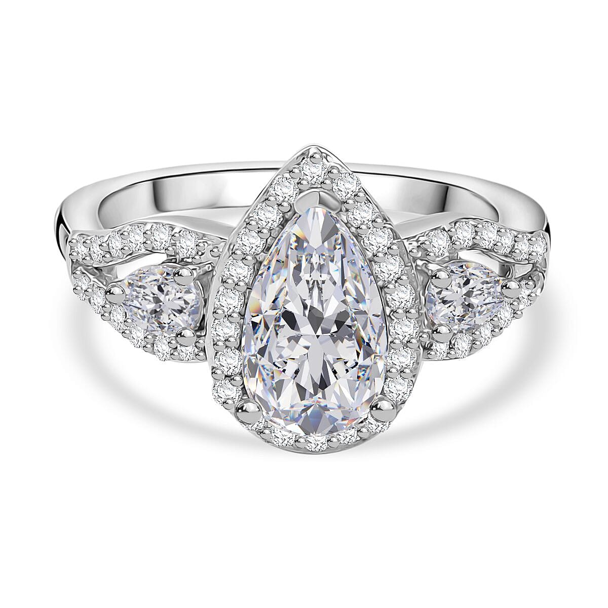 Swarovski Zirconia Halo Ring in Rhodium Overlay Sterling Silver 3.71 Ct. 8159866 0