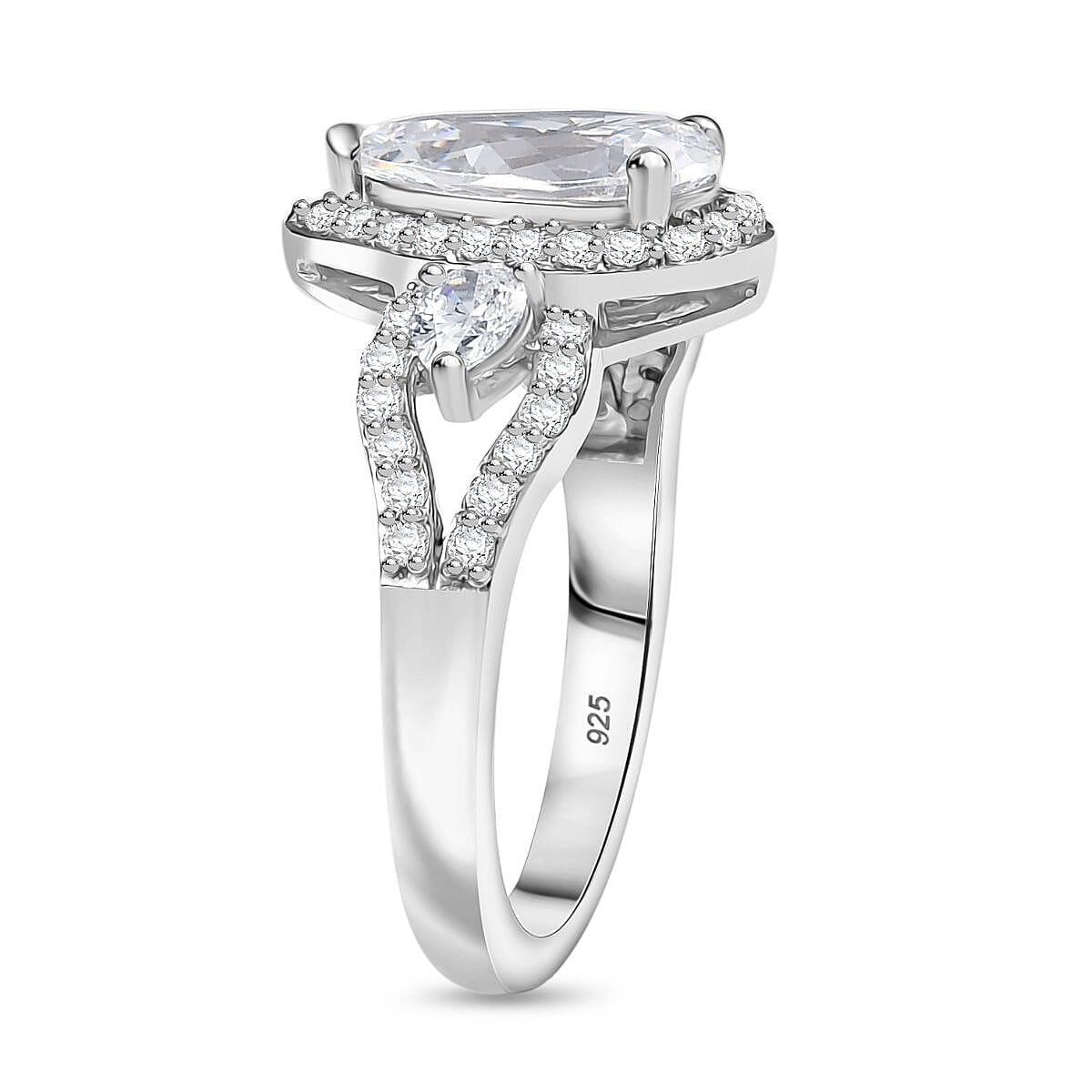 Swarovski Zirconia Halo Ring in Rhodium Overlay Sterling Silver 3.71 Ct. 8159866 4