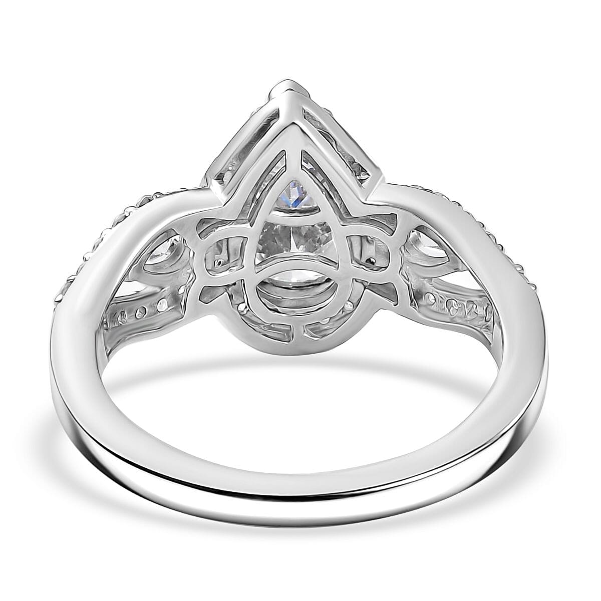 Swarovski Zirconia Halo Ring in Rhodium Overlay Sterling Silver 3.71 Ct. 8159866 5