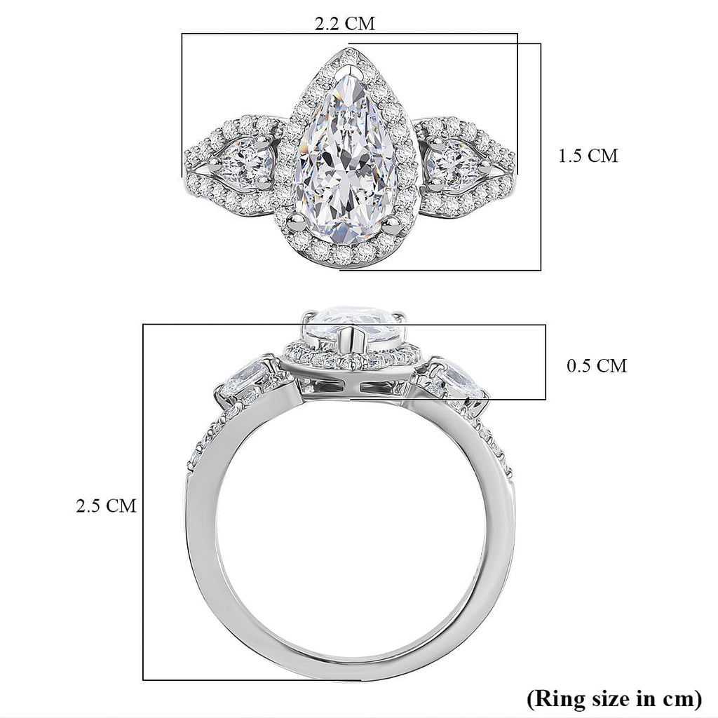 Swarovski Zirconia Ring in Rhodium Overlay Sterling Silver 3.71 Ct.
