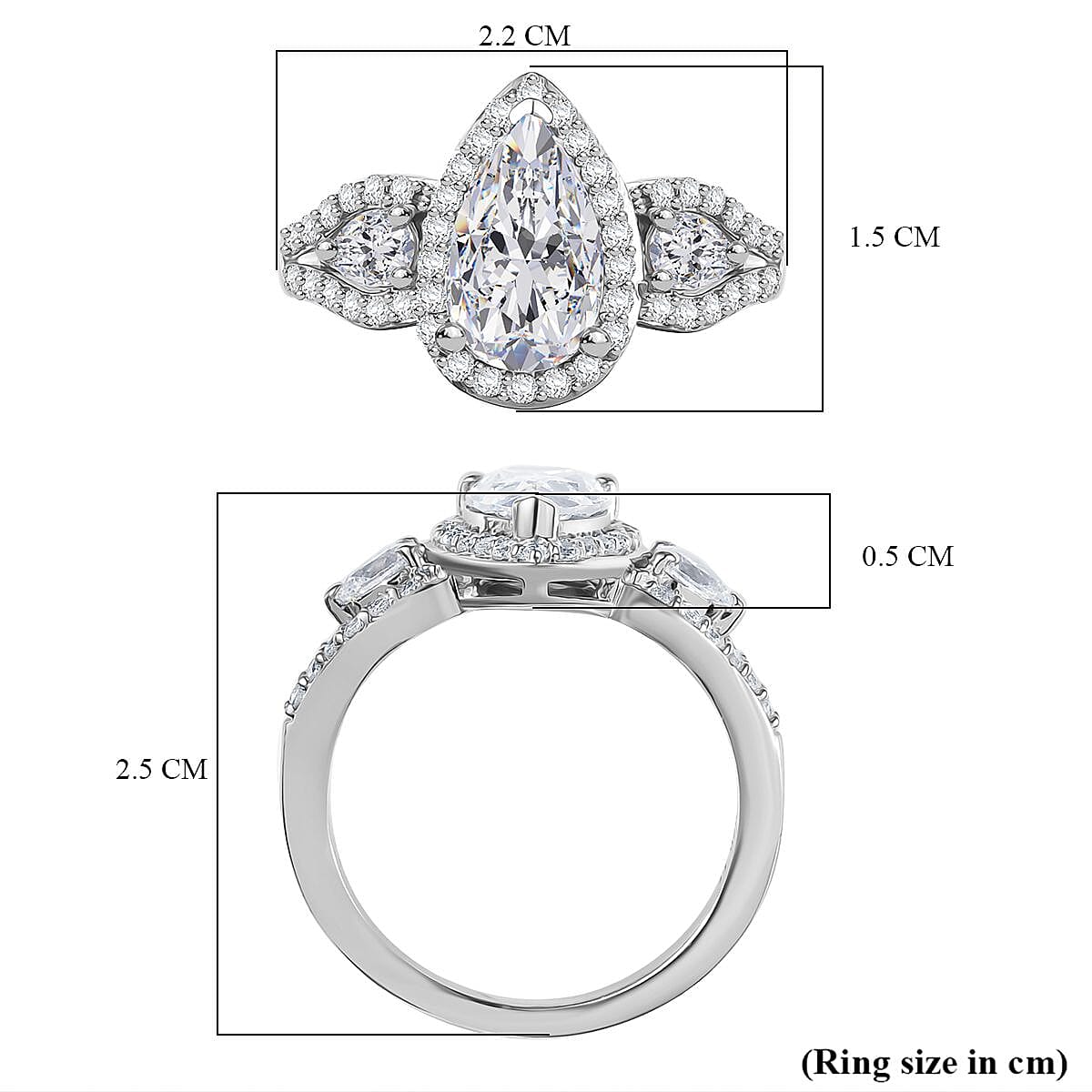 Swarovski Zirconia Halo Ring in Rhodium Overlay Sterling Silver 3.71 Ct. 8159866 6