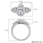 Swarovski Zirconia Ring in Rhodium Overlay Sterling Silver 3.71 Ct.