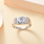J Francis - Swarovski Zirconia Mens Ring in Rhodium Overlay Sterling Silver 2.97 Ct.