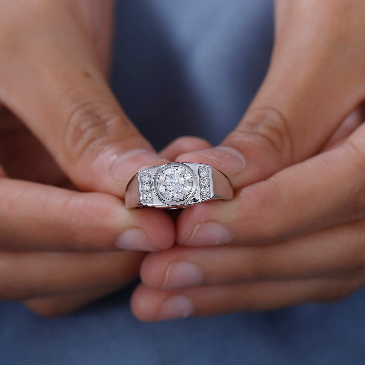 J Francis - SWAROVSKI ZIRCONIA Mens Ring in Rhodium Plated Sterling Silver 2.97 ct. 7894599 3