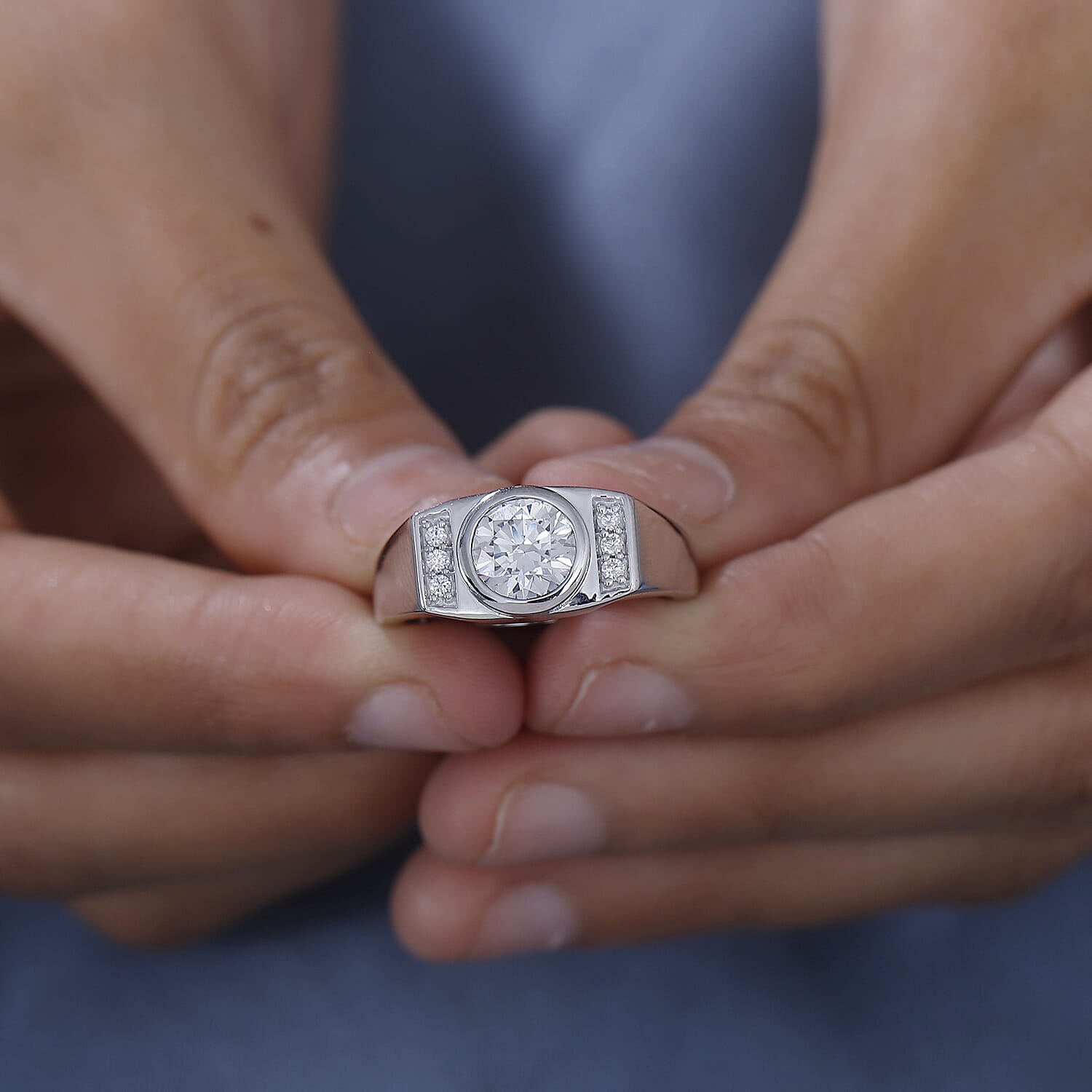 J Francis - SWAROVSKI ZIRCONIA Mens Ring in Rhodium Plated Sterling Silver 2.97 ct. 7894599 3