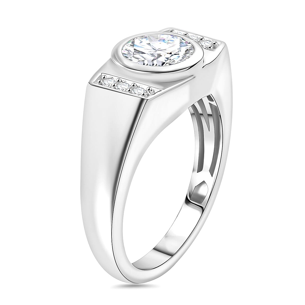 J Francis - SWAROVSKI ZIRCONIA Mens Ring in Rhodium Plated Sterling Silver 2.97 ct. 7894599 4