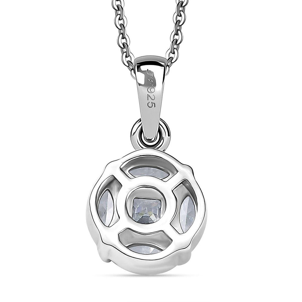 Swarovski Zirconia Solitaire Pendant with Chain (Size 20) in Rhodium Overlay Sterling Silver 1.36 Ct.