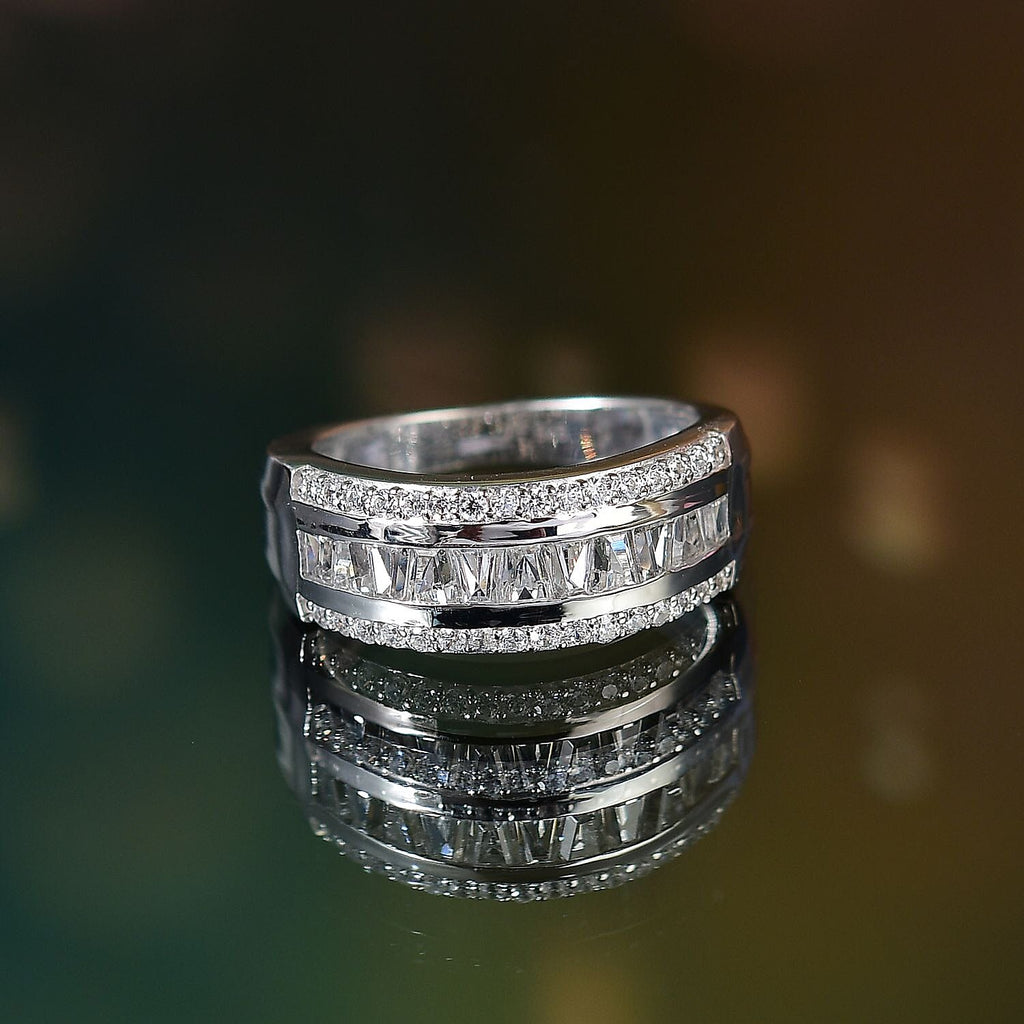 Swarovski Zirconia Band Ring in Rhodium Overlay Sterling Silver  1.94 Ct.