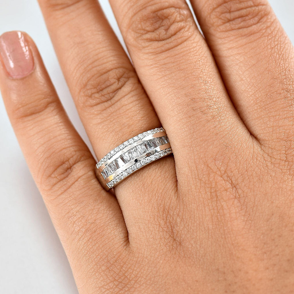 Swarovski Zirconia Band Ring in Rhodium Overlay Sterling Silver  1.94 Ct.