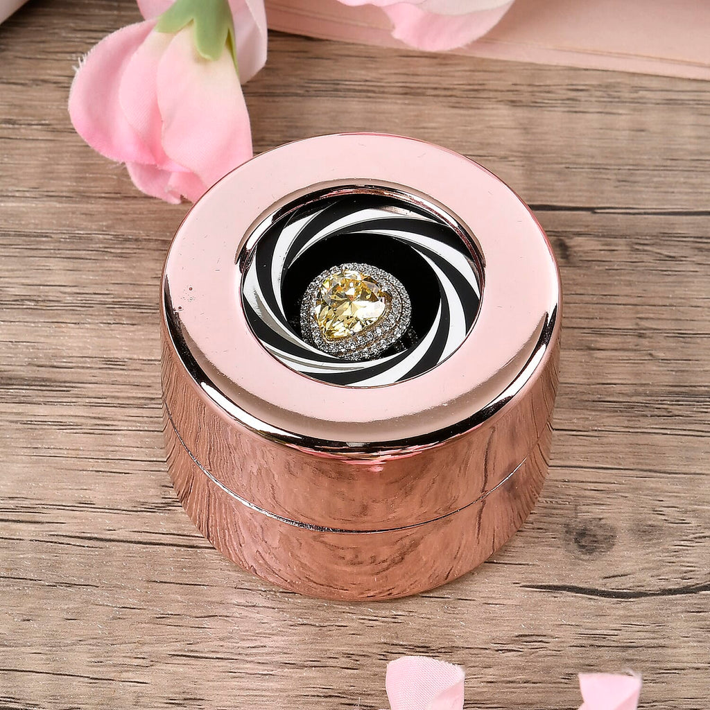Rotating Ring Storage Box with Heart-Love Design (Size 5.5x5.5x4 cm) - Gold