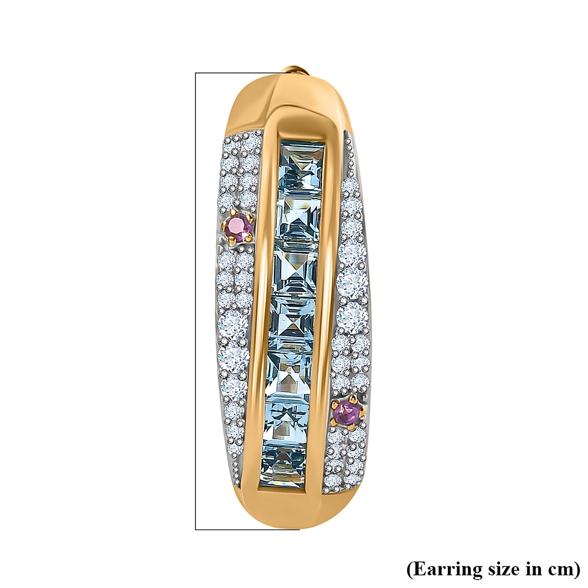 GP Celestial Collection - Swiss Blue Topaz and Multi Gemstone Hoop Earrings in 18K Yellow Gold Vermeil Plated Sterling Silver 3.56 Ct, 7711869 6