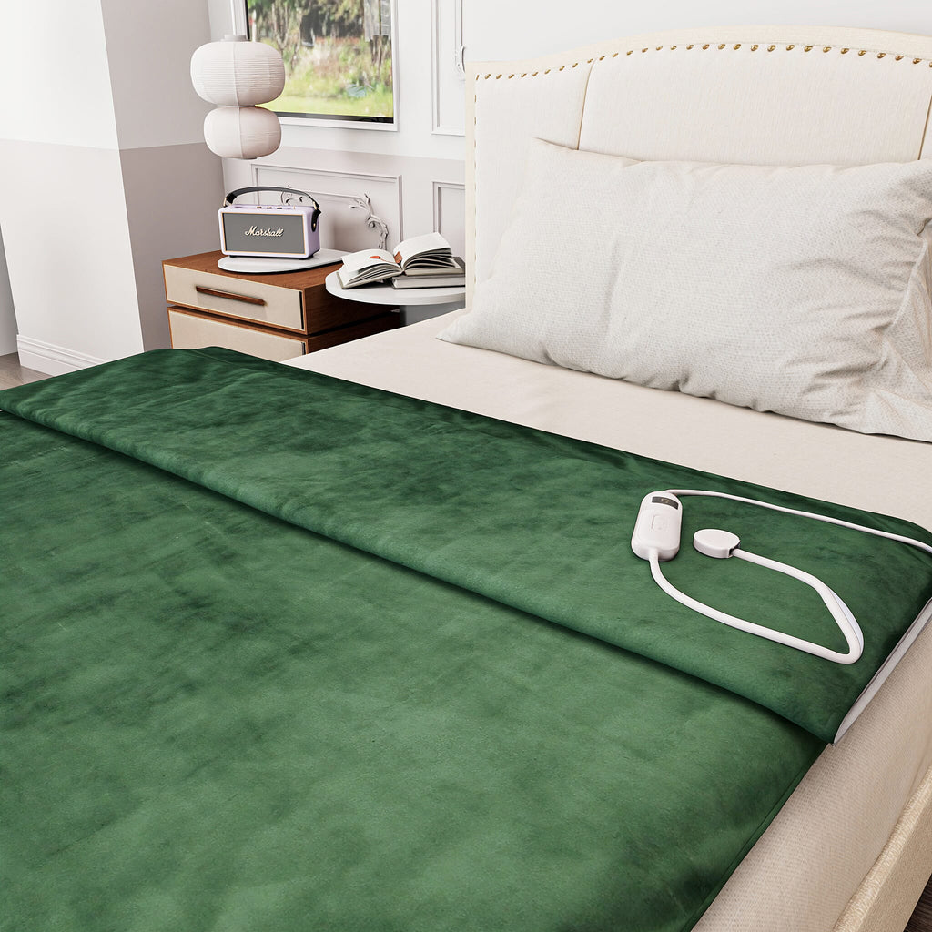 Symphony Home- Double Layer Sherpa Electric Heated Blanket with Overheating Protection & Detachable Controller (Power 160W, 200x150 cm) - Green
