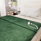 Symphony Home- Double Layer Sherpa Electric Heated Blanket with Overheating Protection & Detachable Controller (Power 160W, 200x150 cm) - Green