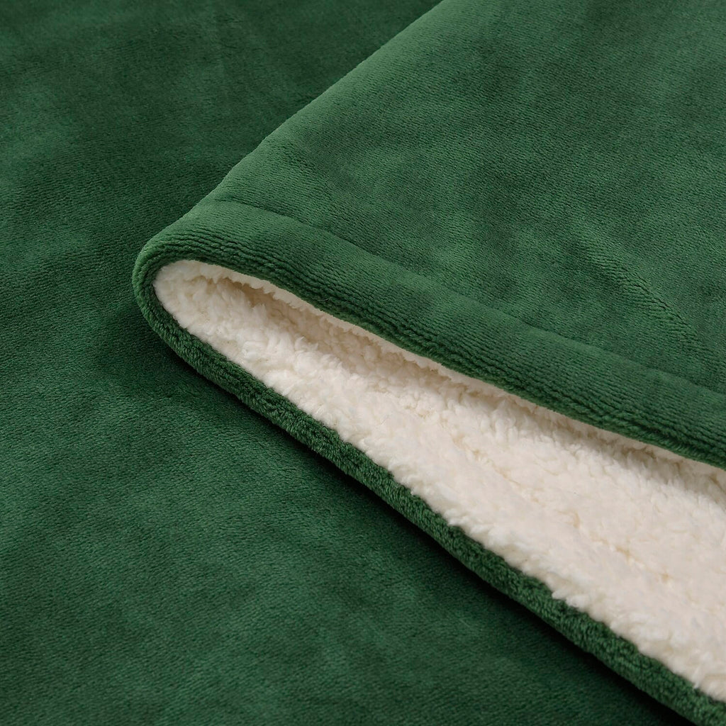 Symphony Home- Double Layer Sherpa Electric Heated Blanket with Overheating Protection & Detachable Controller (Power 160W, 200x150 cm) - Green