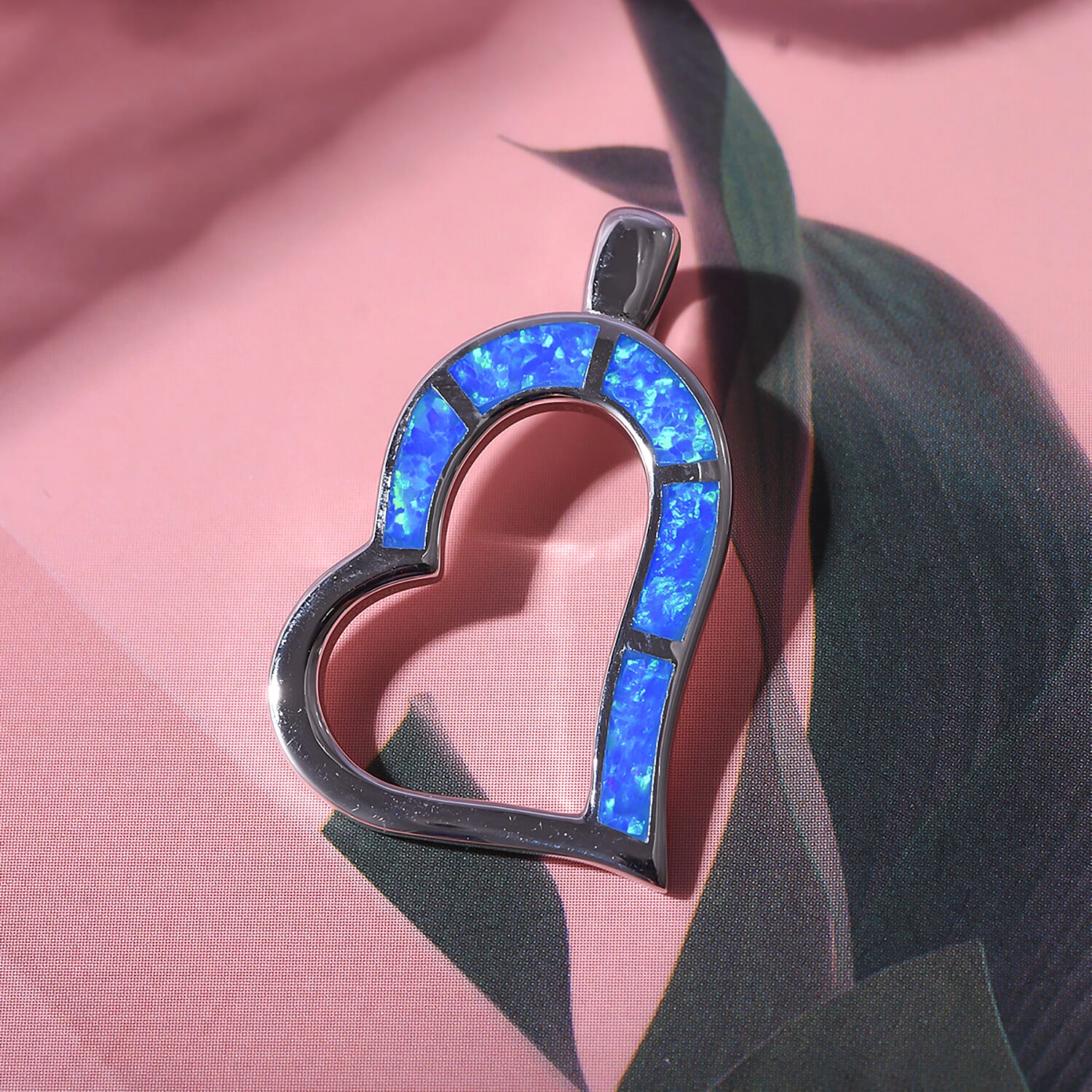 Enamelled Heart Pendant in Rhodium Overlay Sterling Silver 7814126 1