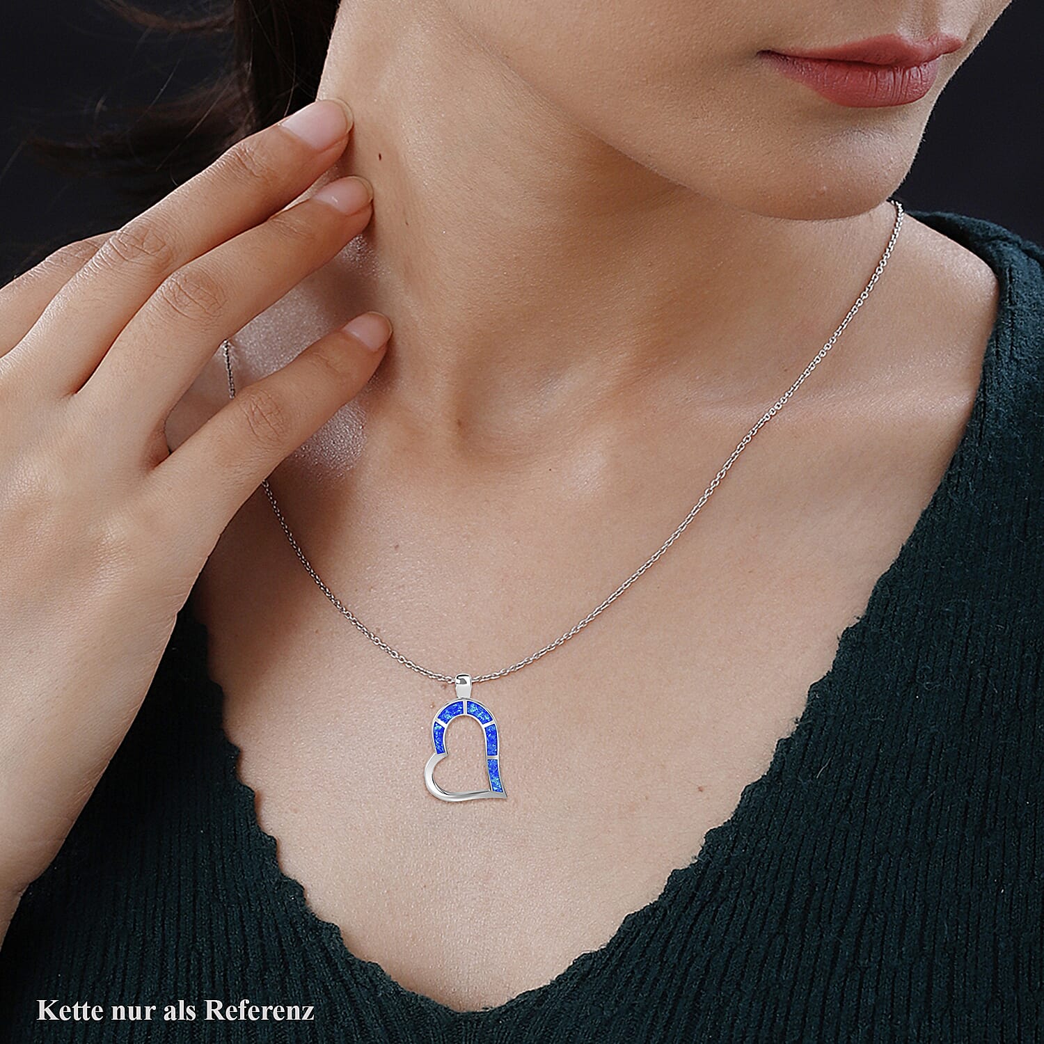 Enamelled Heart Pendant in Rhodium Overlay Sterling Silver 7814126 2